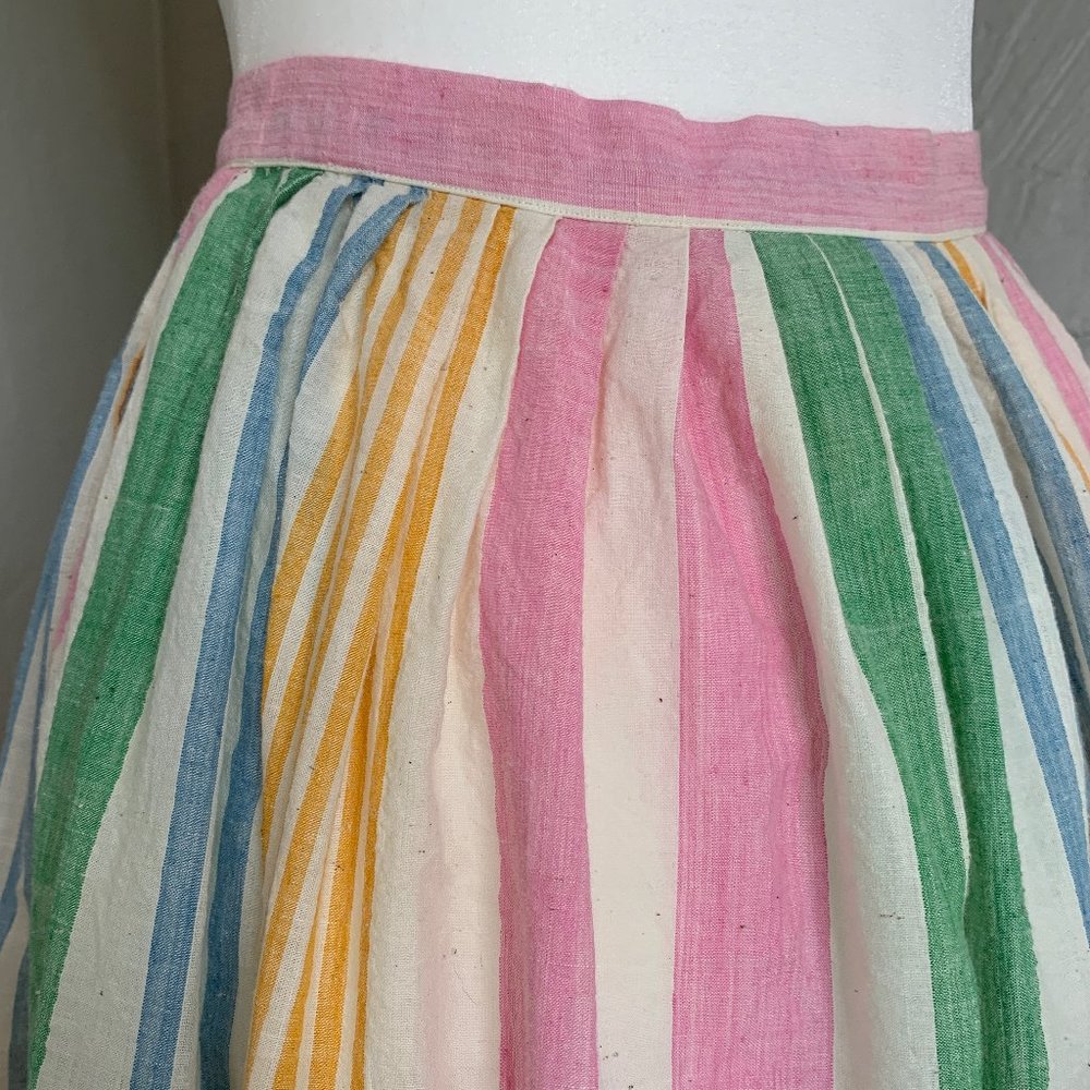 Ralph Lauren Vintage Rainbow Colorful Stripe A Line Midi Button Up Skirt Preppy - Picture 3 of 8